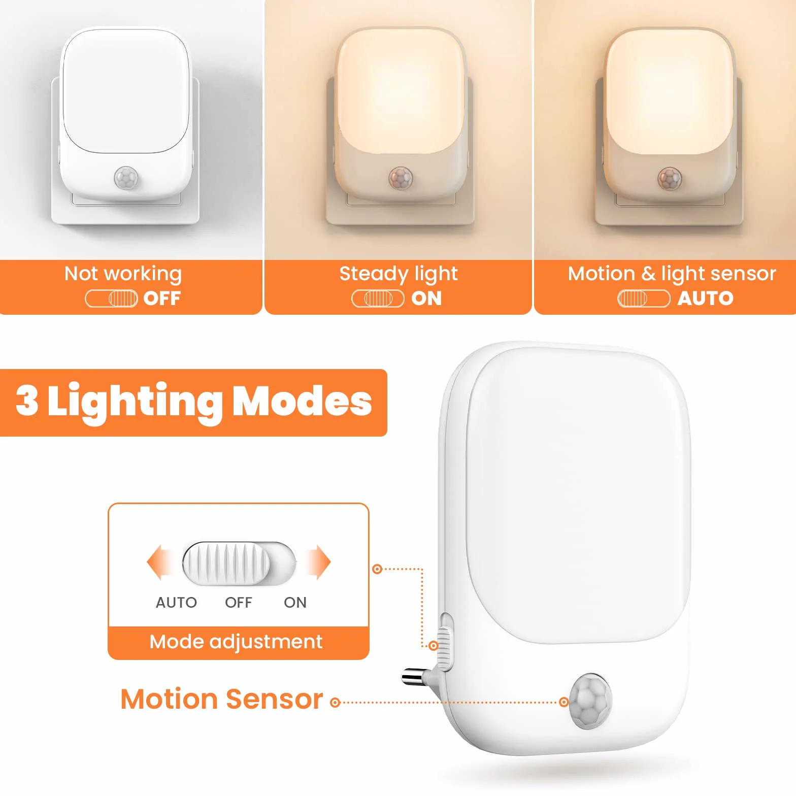 Lot de 2 Veilleuses LED, Veilleuse Prise Electrique avec 5 Niveaux Luminosités et Capteur de Crépuscule