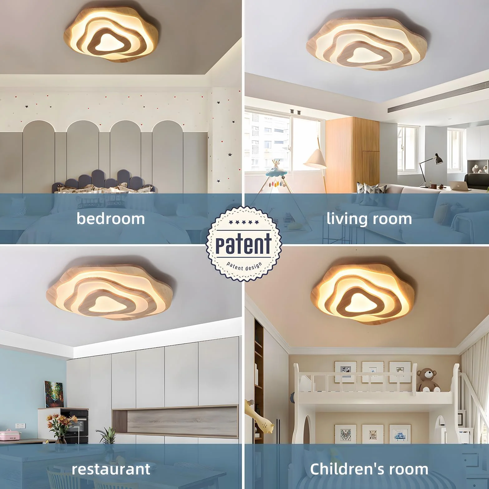 Plafonnier LED En Bois Ø57cm 50W 3500lm Intensité Variable 3000K-6000K Enfant Moderne