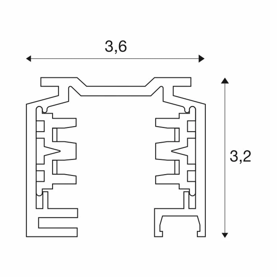 EUTRAC 3-Phasen Stromschiene 3m Schwarz