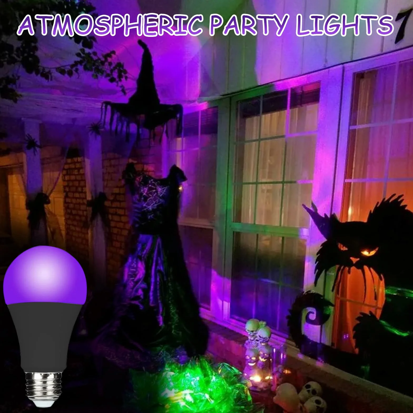 Ampoule Lumière Noire 10W UV E27 395nm Violet pour Peinture Corporelle Halloween Fête (2 Pack)