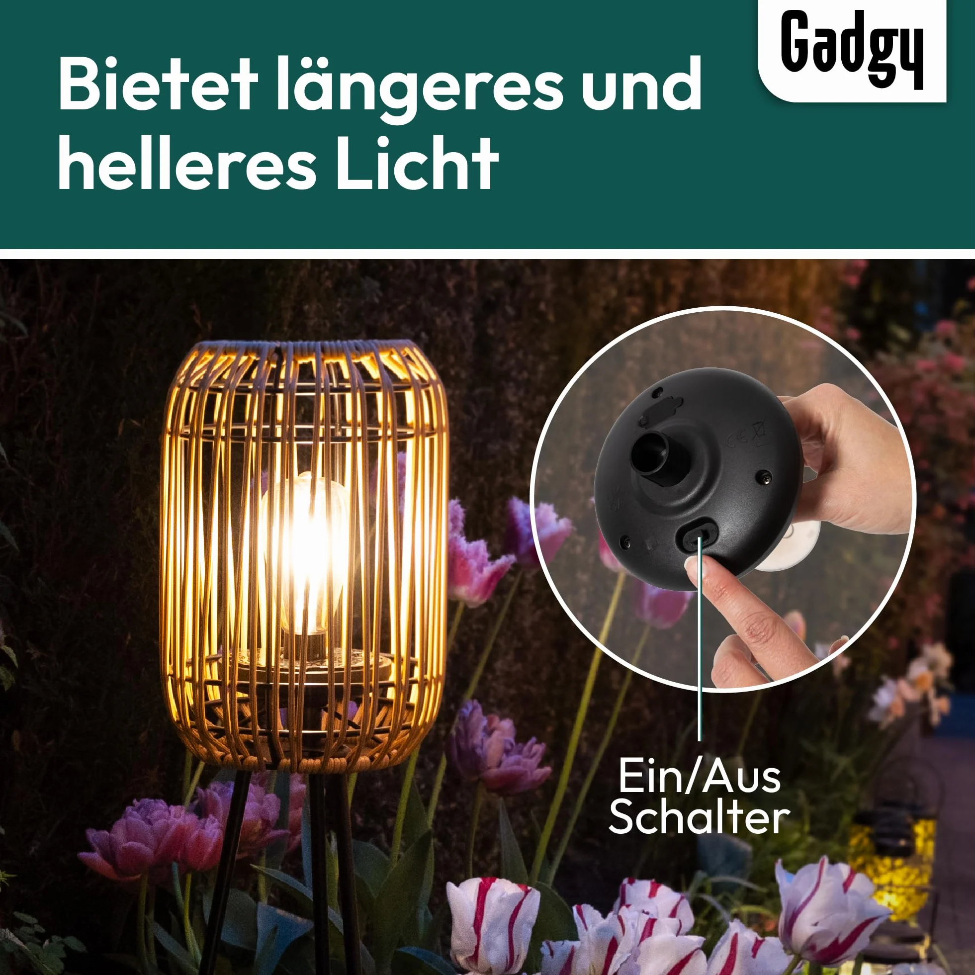 Lampe Solaire sur Pied Extérieure Led Gadgy, Lumière de Jardin Étanche Lanterne pour Balcon