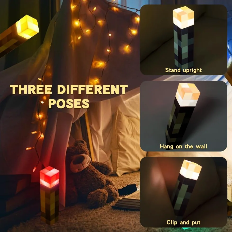 Veilleuse murale LED Mcers 28 cm rechargeable USB son et lumière flamme 3D pour enfants