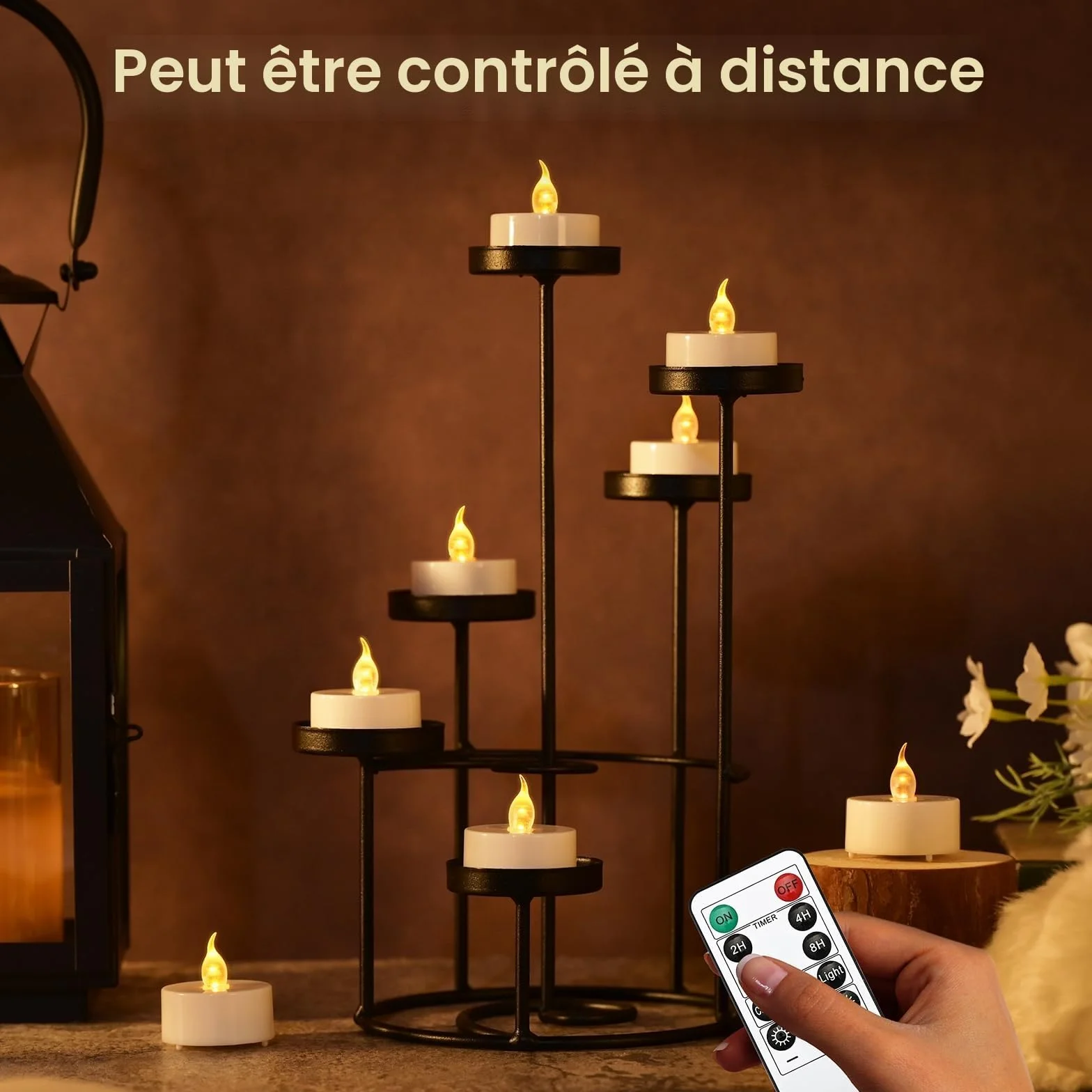 Cimetech 12 Bougies LED Chauffe-Plat avec Minuterie Télécommande Décoration Maison