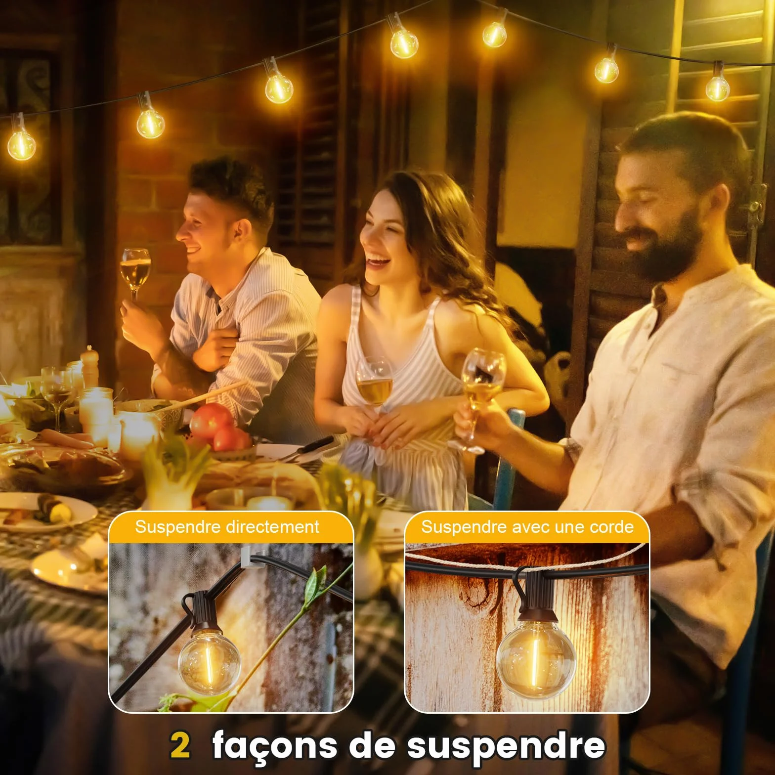 Yuusei Guirlande Lumineuse Exterieure 30M IP45 LED 100+4 G40 Ampoules avec Télécommande