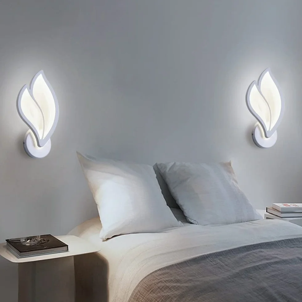 Applique Murale LED 12W Forme Feuille Acrylique Moderne pour Chambre Enfant Bureau Couloir Salon
