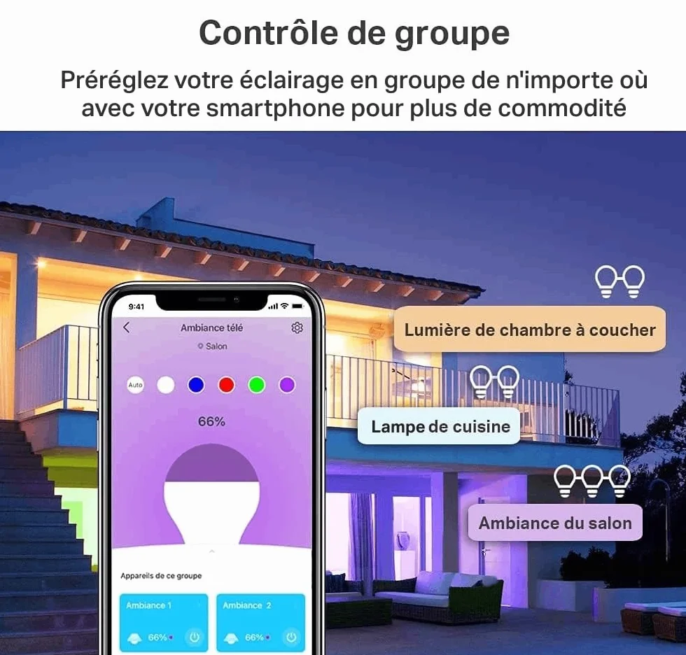 Tapo Ampoule Connectée WiFi LED E27 Multicolore 2500K-6500K Dimmable 8.7W 806Lm Compatible Alexa Google Home L530E