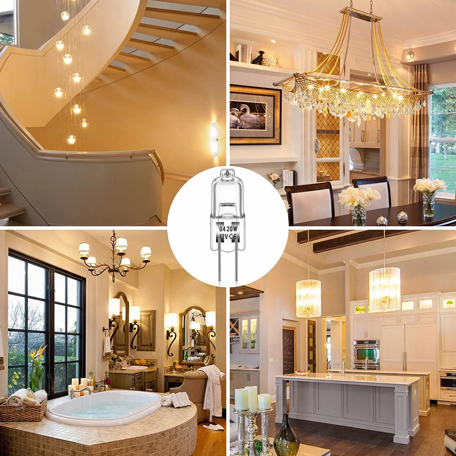 Ampoule Halogène G4 12V 20W 2800K Lumière Blanche Chaude Dimmable 10 Pièces