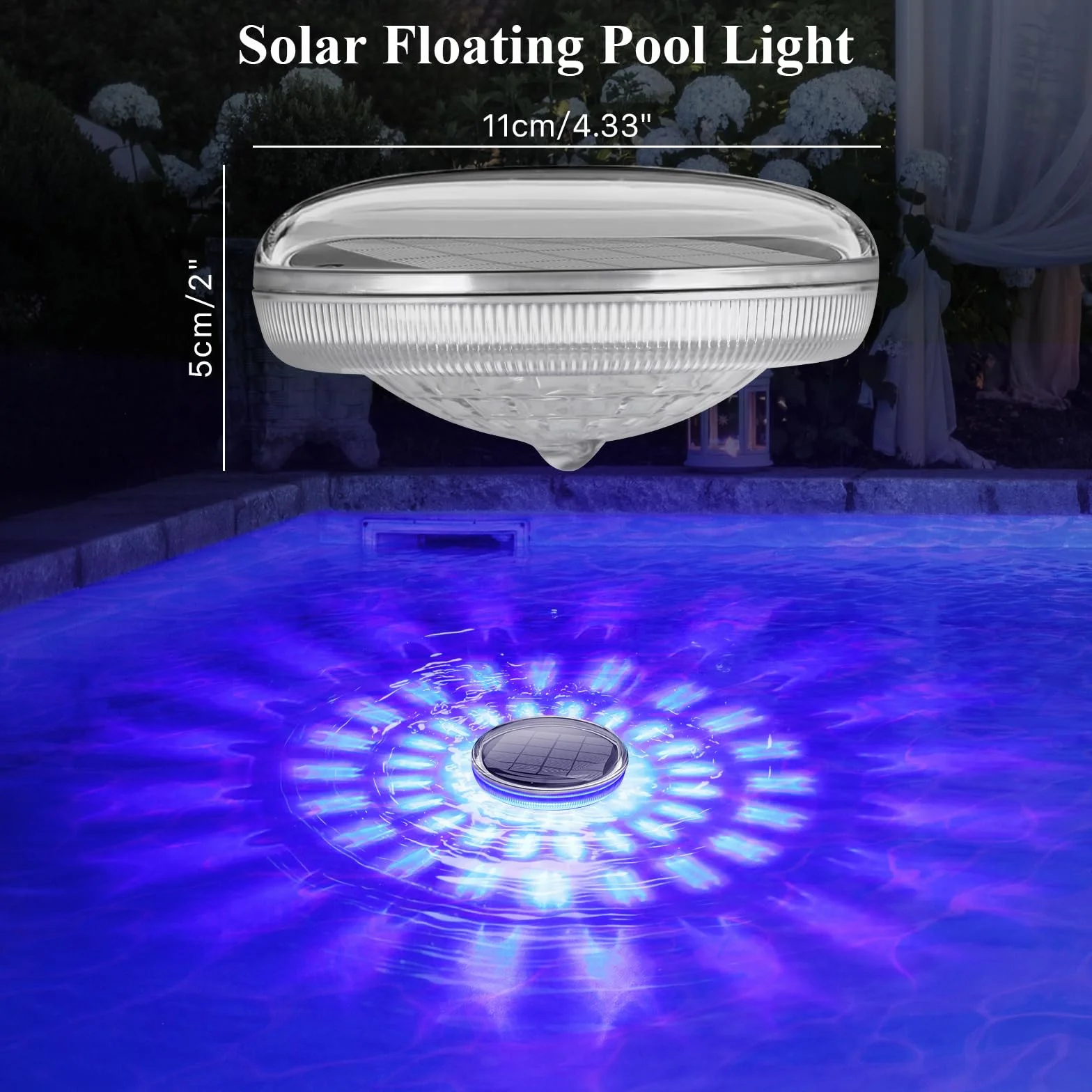 Qoolife Lampe Flottante Solaire pour Piscine Lot de 2 - Lumière Submersible IPX7, 12 Modes de Couleur, Minuterie