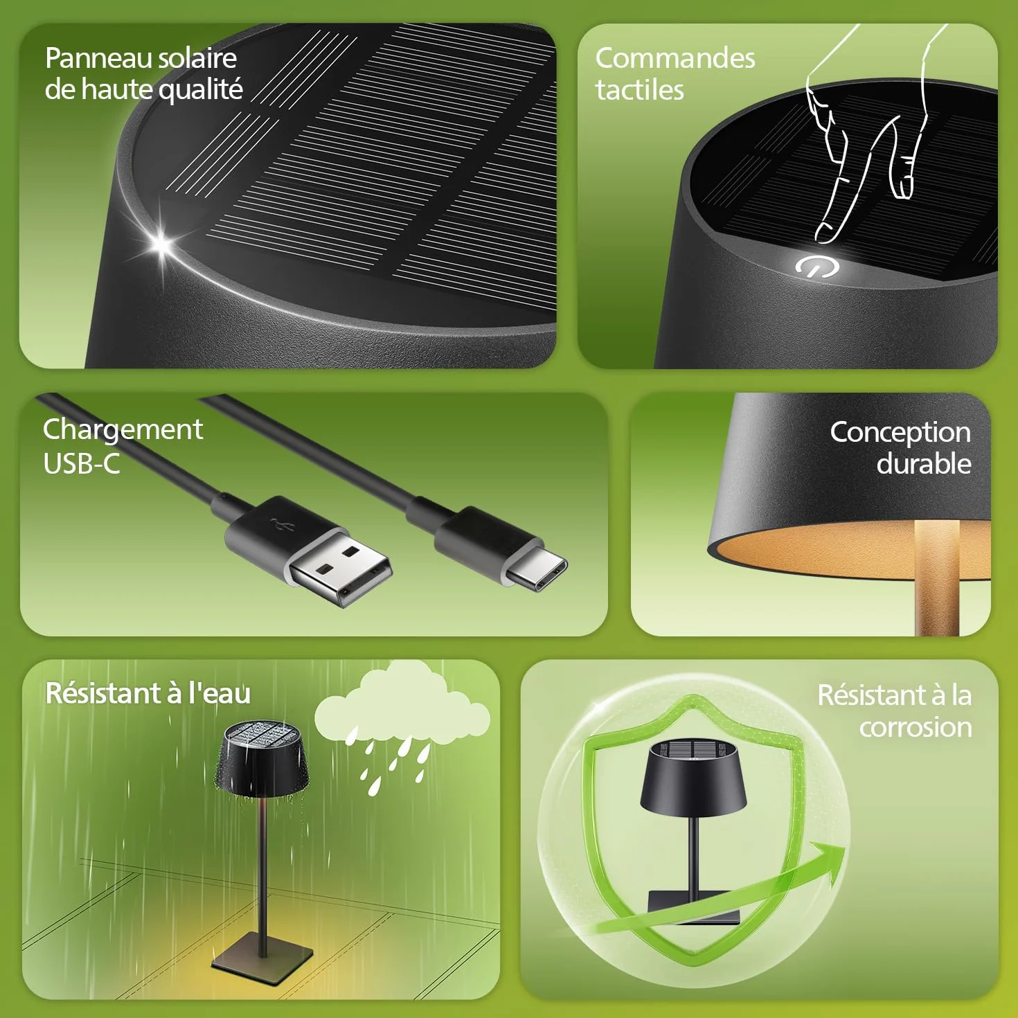 Philips Lampe de Table Solaire d'Extérieur LED Portable Sans Fil Batterie Hauteur Réglable 2 Positions Gradation Continue