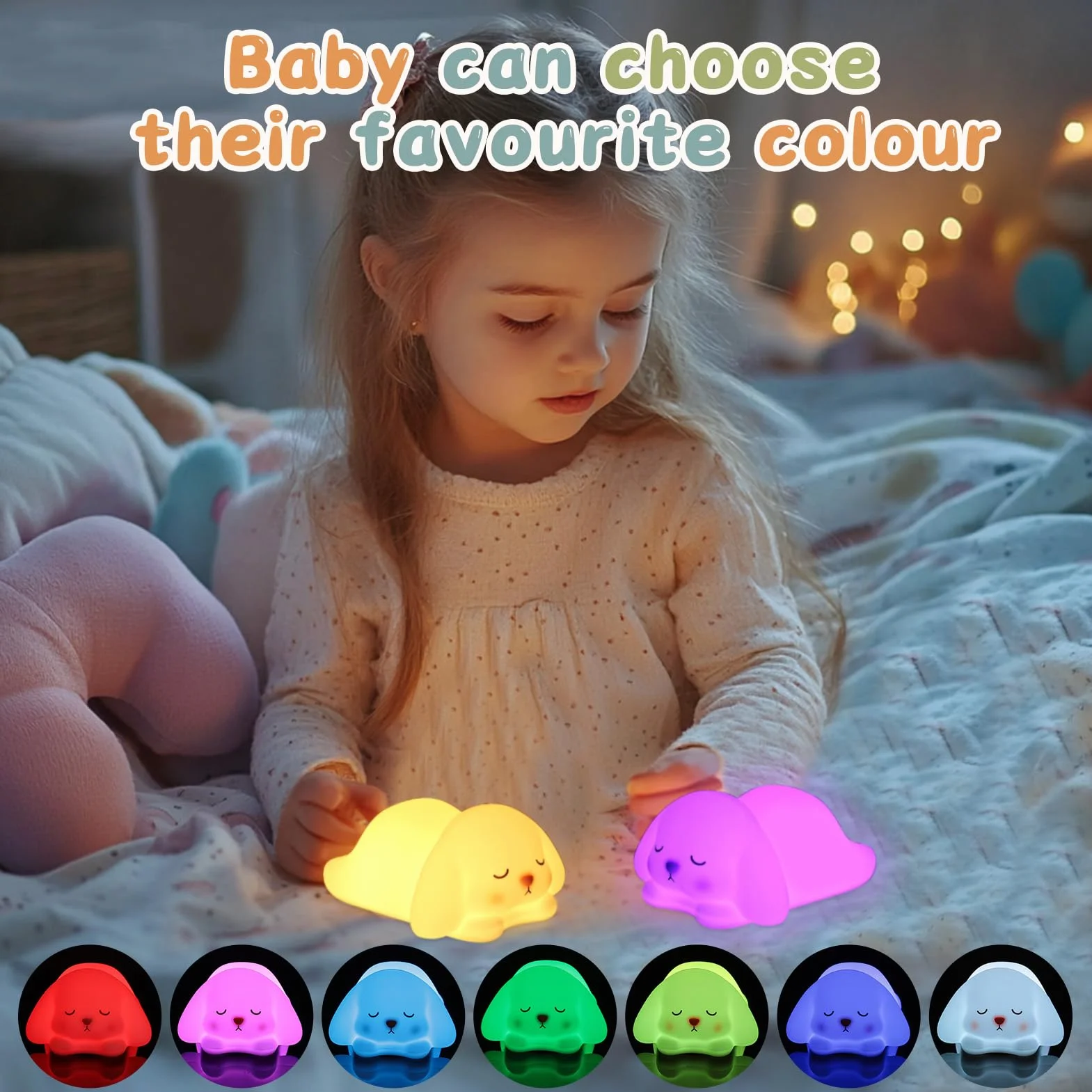 ZKLiLi Mignon Lapin Enfants Silicone Night Light, 7 Couleurs, Tactile, USB