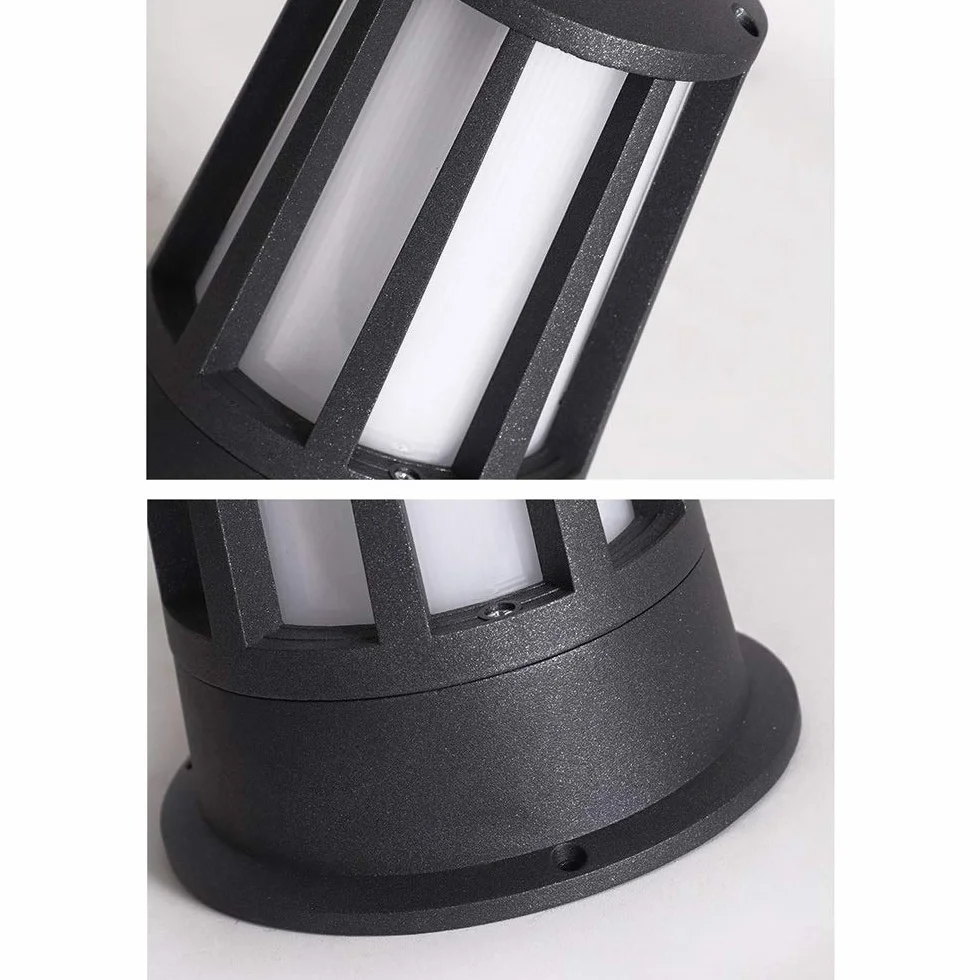 Lampe de pelouse étanche extérieur E27 Noir Pilier Aluminium Verre pour Cour Villa Patio