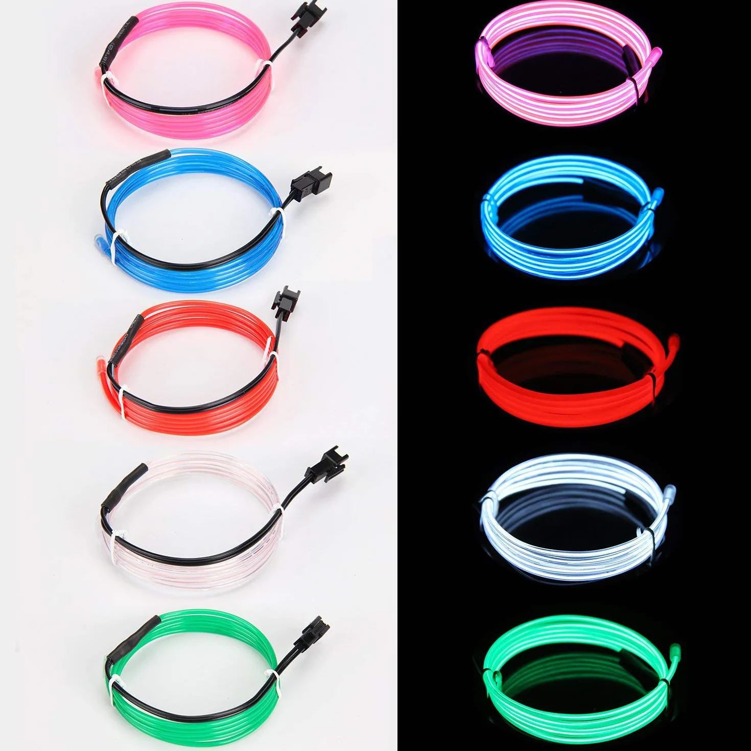 Guirlande Lumineuses EL Fil Néon 5x3M 3 Mode Éclairage Fixe Clignotant Stroboscope Tube Fluo EL Wire Fête Mariage