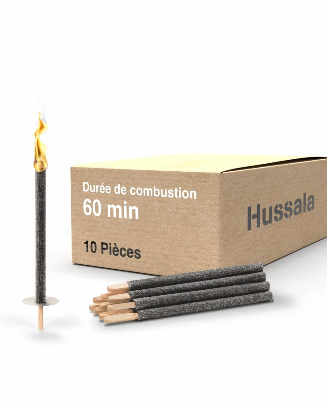 Hussala Diamond Torches en cire 60 min 10 pièces