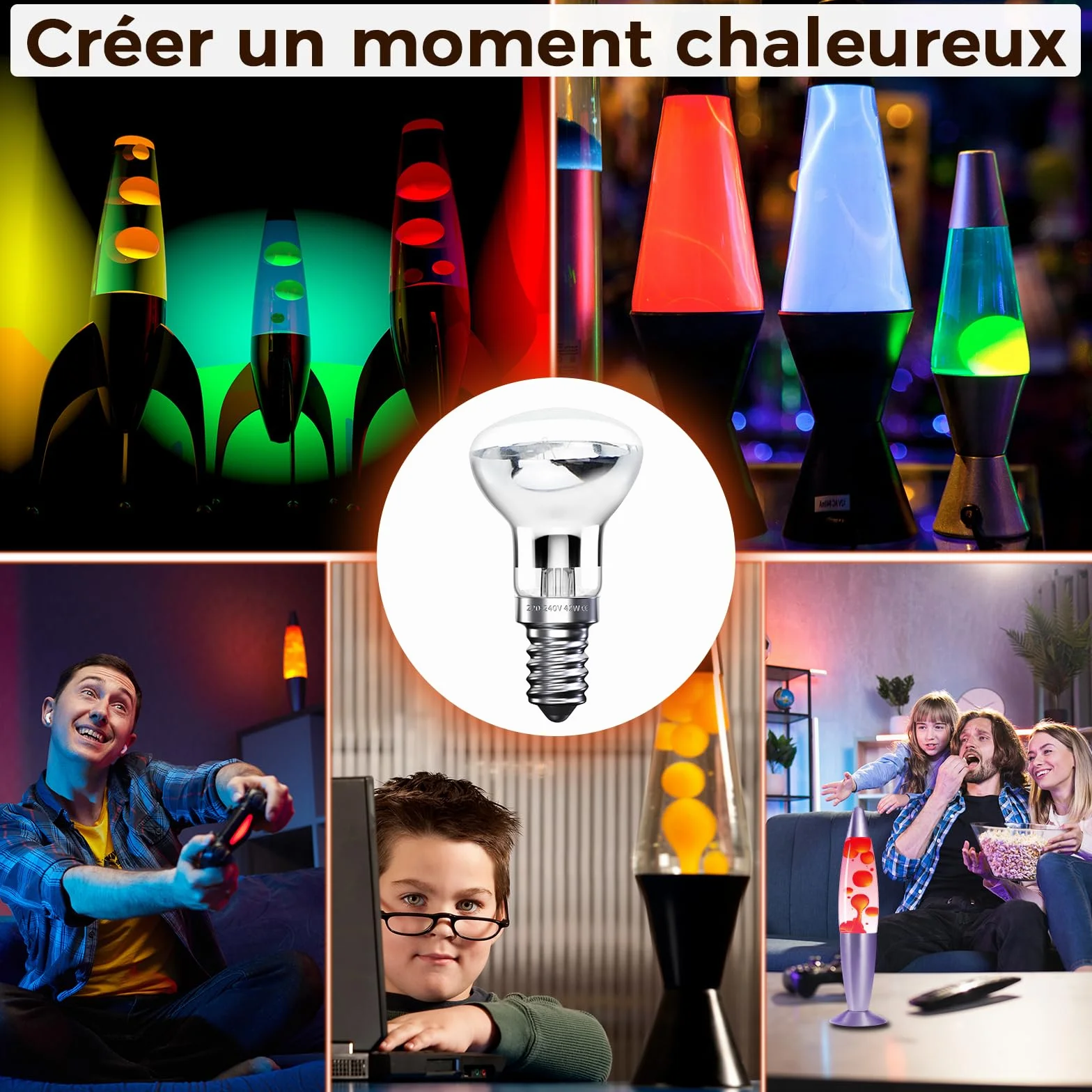 Klarlight 42W E14 Ampoule Lampe à Lave, Blanc Chaud 2800K, Dimmable (2 Pièces)