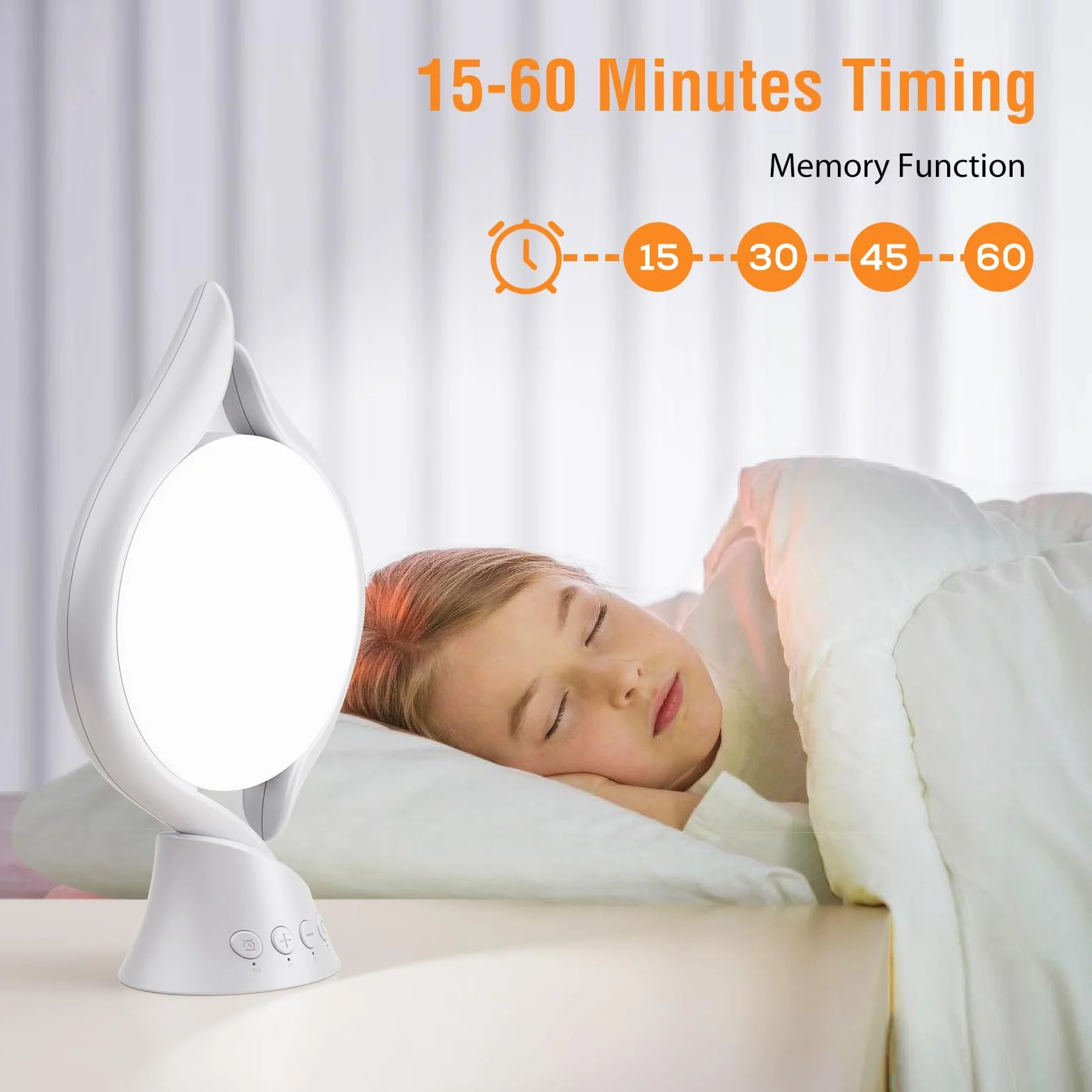 Lampe luminothérapie 10000 Lux 3 couleurs 4 minuteries 5 intensités réglables mémoire sans UV