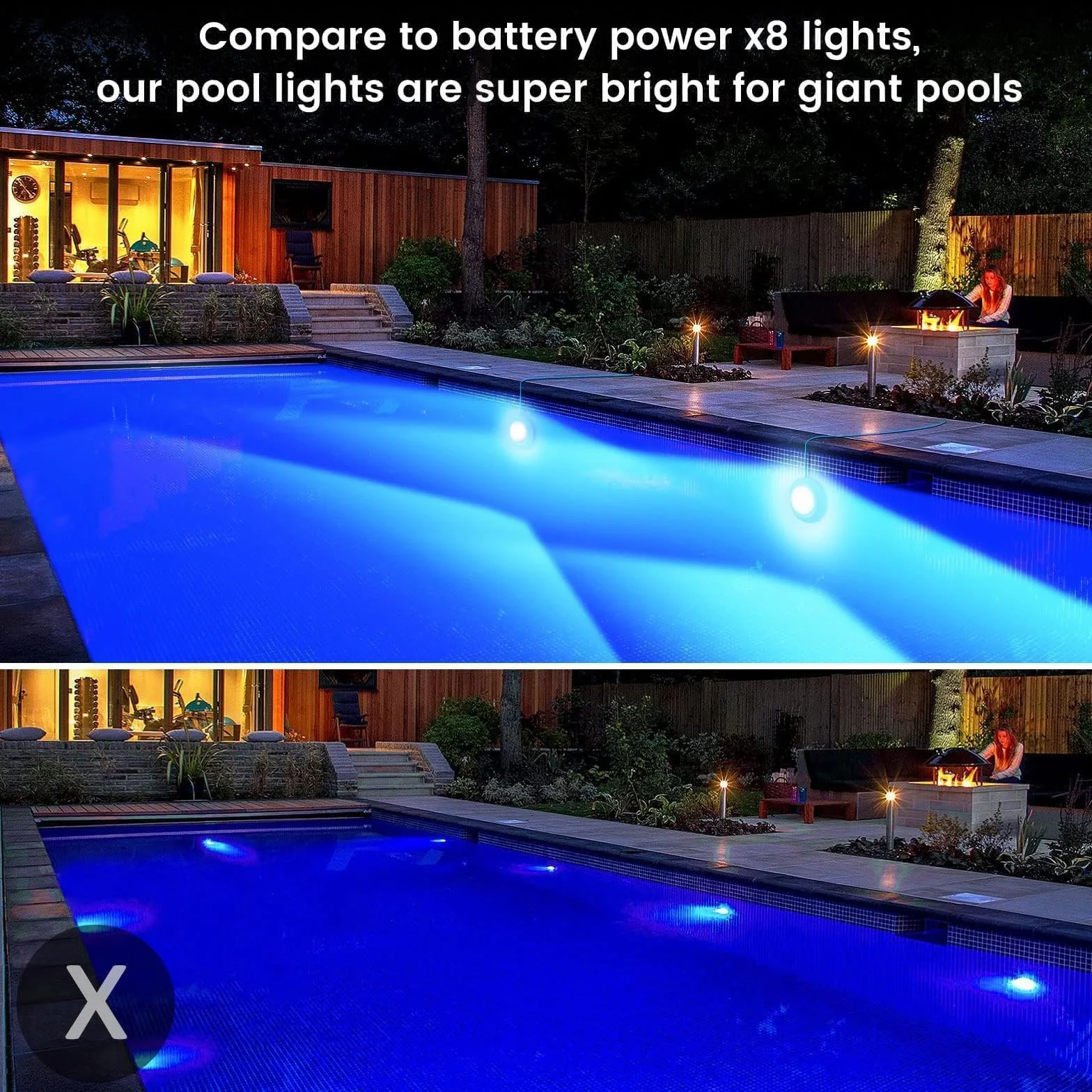LyLmLe Eclairage Piscine LED 40W Double Lumière avec Câble 6,5m, 12V IP68 Contrôlé par APP