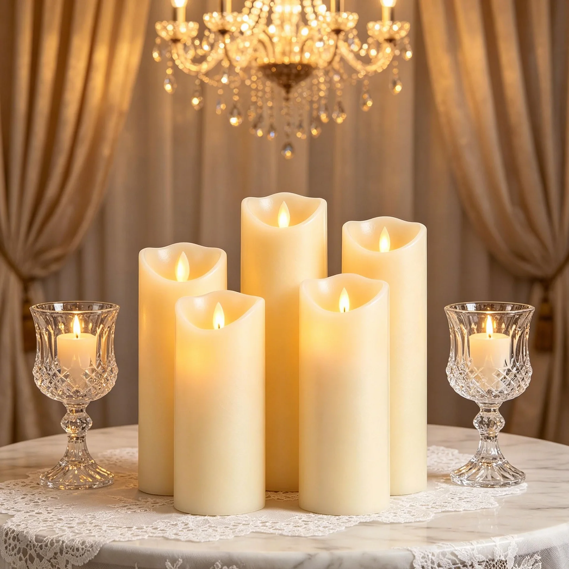 Bougies LED en Cire Ivoire Flamme Oscillante Réaliste, Télécommande, Diamètre 5,5cm, Réutilisables