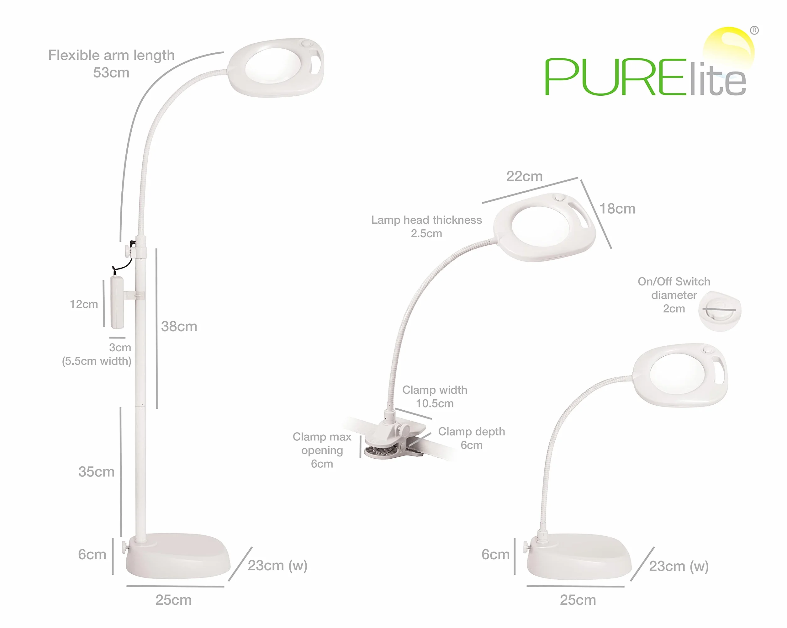 PURElite Lampe Loupe 3en1