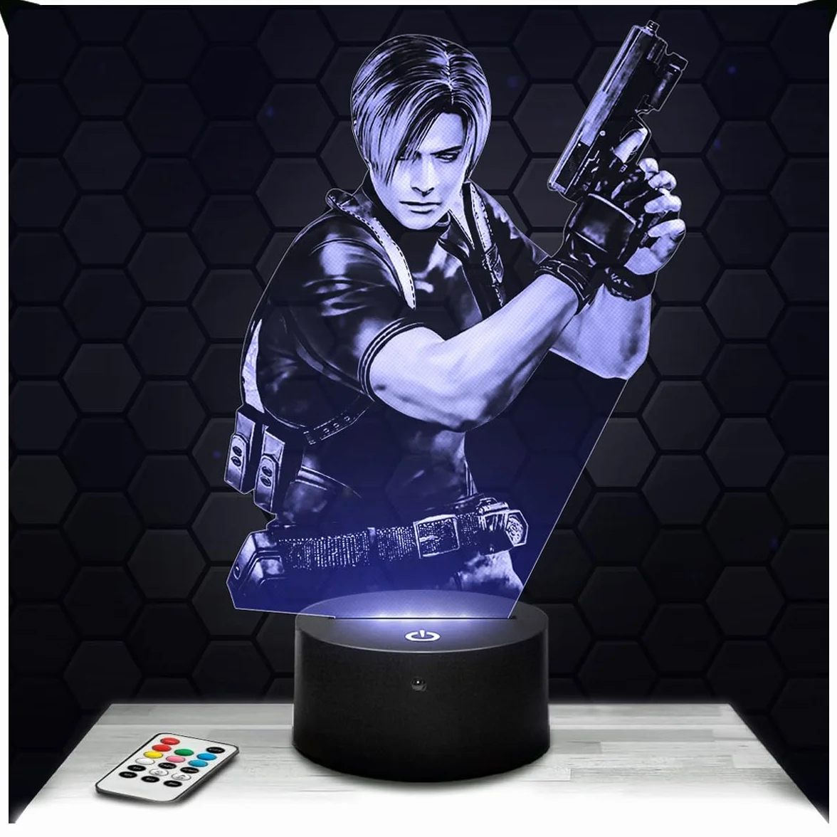 Lampe 3D Res Evil Deco Chambre Garçon, Lumière LED Veilleuse Gaming Gamer Jeux Video Idée Cadeau Décoration Bureau