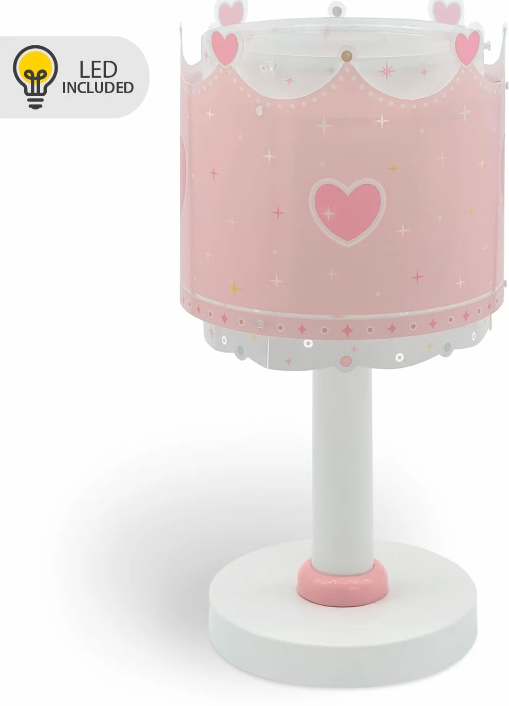 Dalber Lampe de chevet enfant Little Queen Reine Princesse Couronne G4 LED 4 W Rose