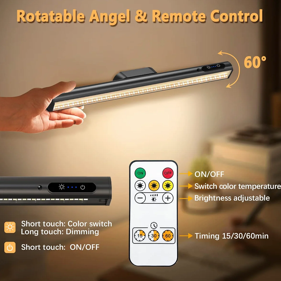 Reglette LED Cuisine Sans Fil 4000mAh Rechargeable USB Lumiere Magnetique avec Telecommande Eclairage Murale