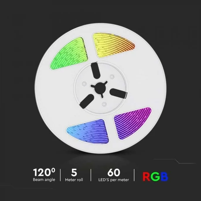 V-TAC Bande LED 6 W avec panneau solaire et télécommande IP67 5 m RGB multicolore