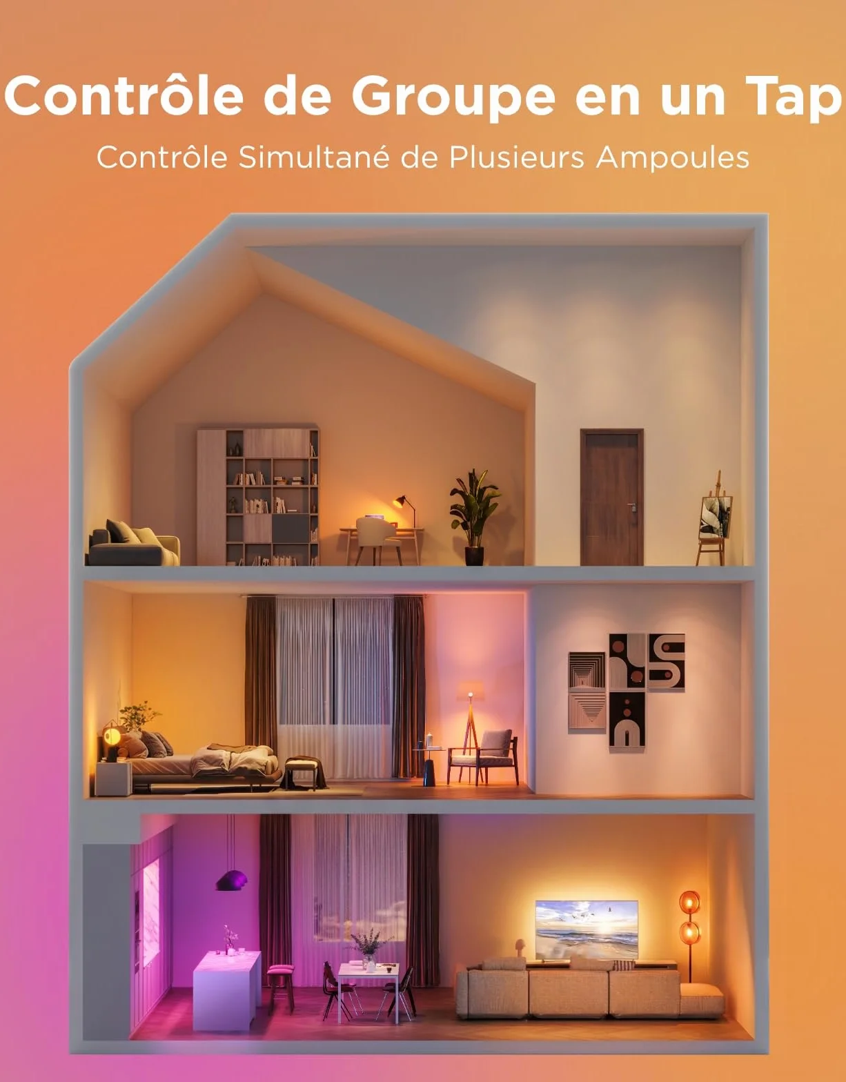 Govee Ampoule E27 WiFi Bluetooth Intelligente 800LM RGBWW Lot de 2 Compatible SmartThings Matter Alexa Google Assistant
