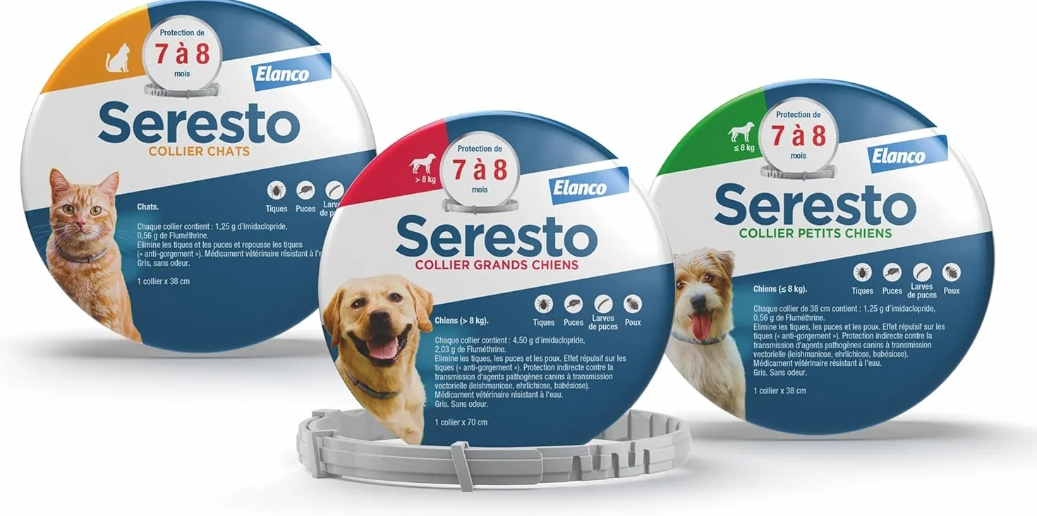 Seresto Collier Chats – Protection anti puces et anti tiques longue durée 7-8 mois Gris