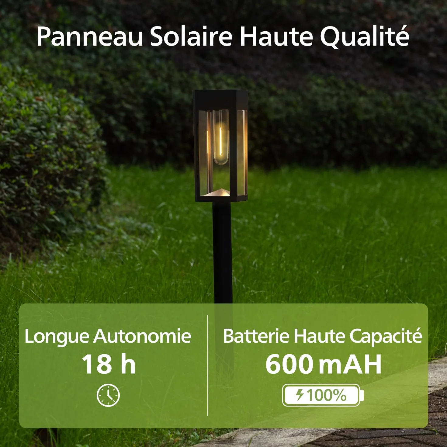 Philips Lot de 8 Lampes Solaires LED pour Allées Jardin, Verre Métal, 3000K Blanc Chaud, Étanche