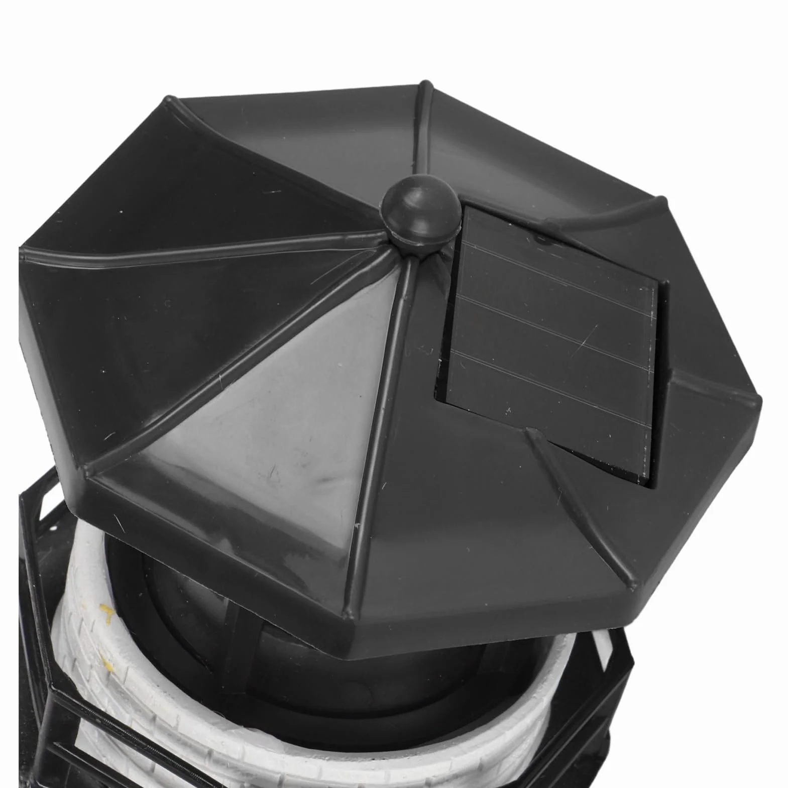 Solar Lighthouse 360° Rotating LED Garden Decoration Resin Black