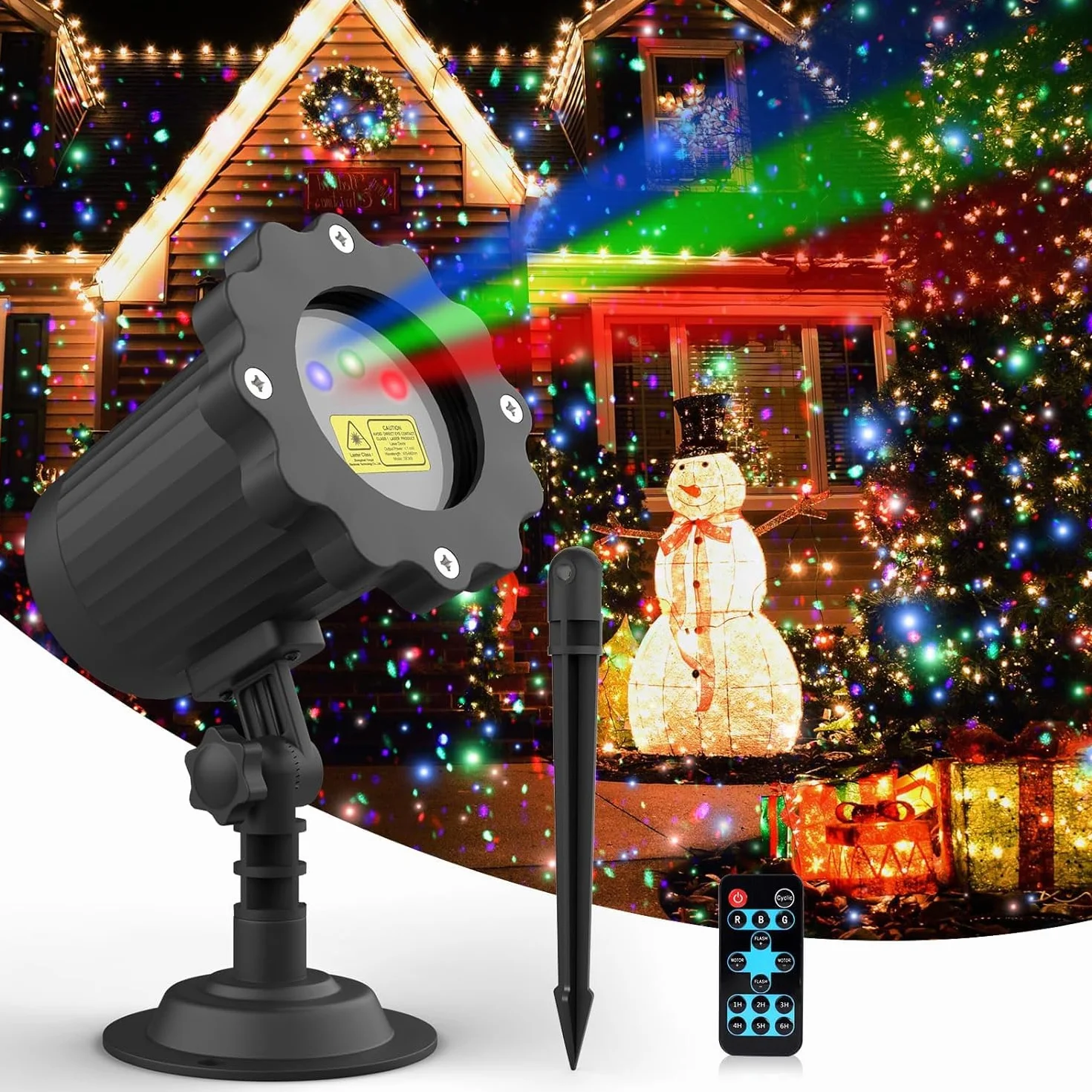 Projecteur Laser Exterieur Noel 3 Couleurs avec Télécommande IP65 16,5 Pieds Decoration Lumière Laser