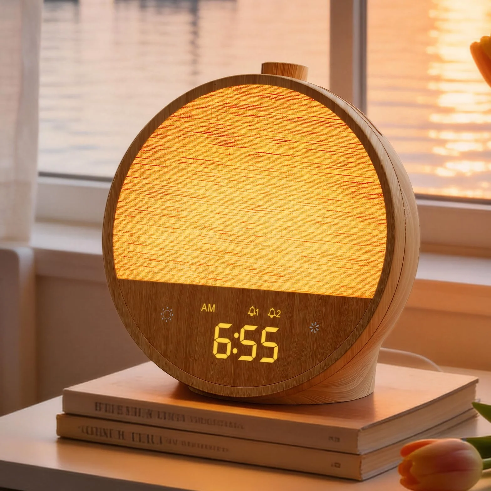 Réveil à lumière du jour blonbar, réveil avec lumière au lever du soleil, lampe de nuit 10 sons naturels et blancs, veilleuse RVB
