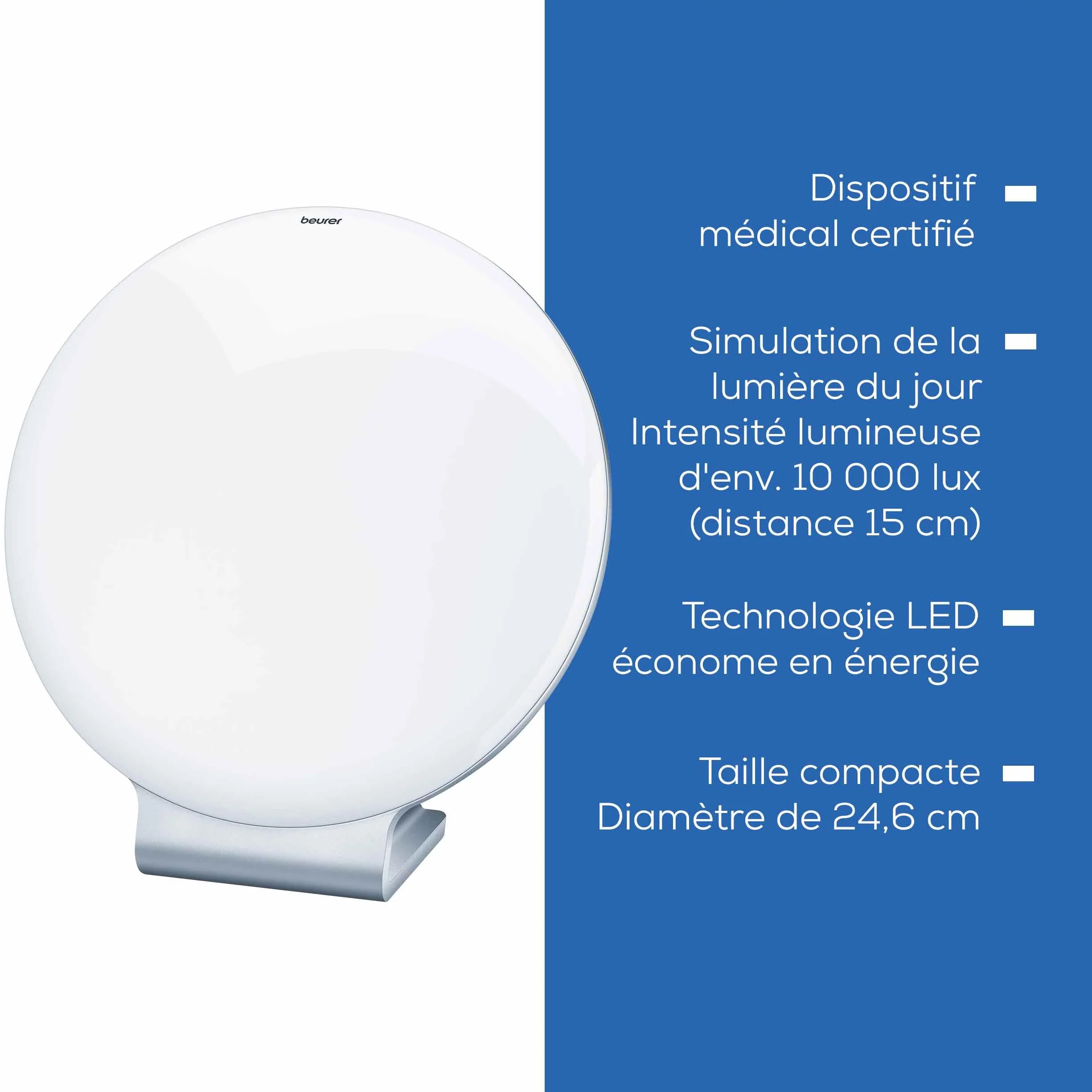 Beurer TL 50 Lampe de luminothérapie 10 000 Lux Simulation Lumière du Jour Argent/Blanc