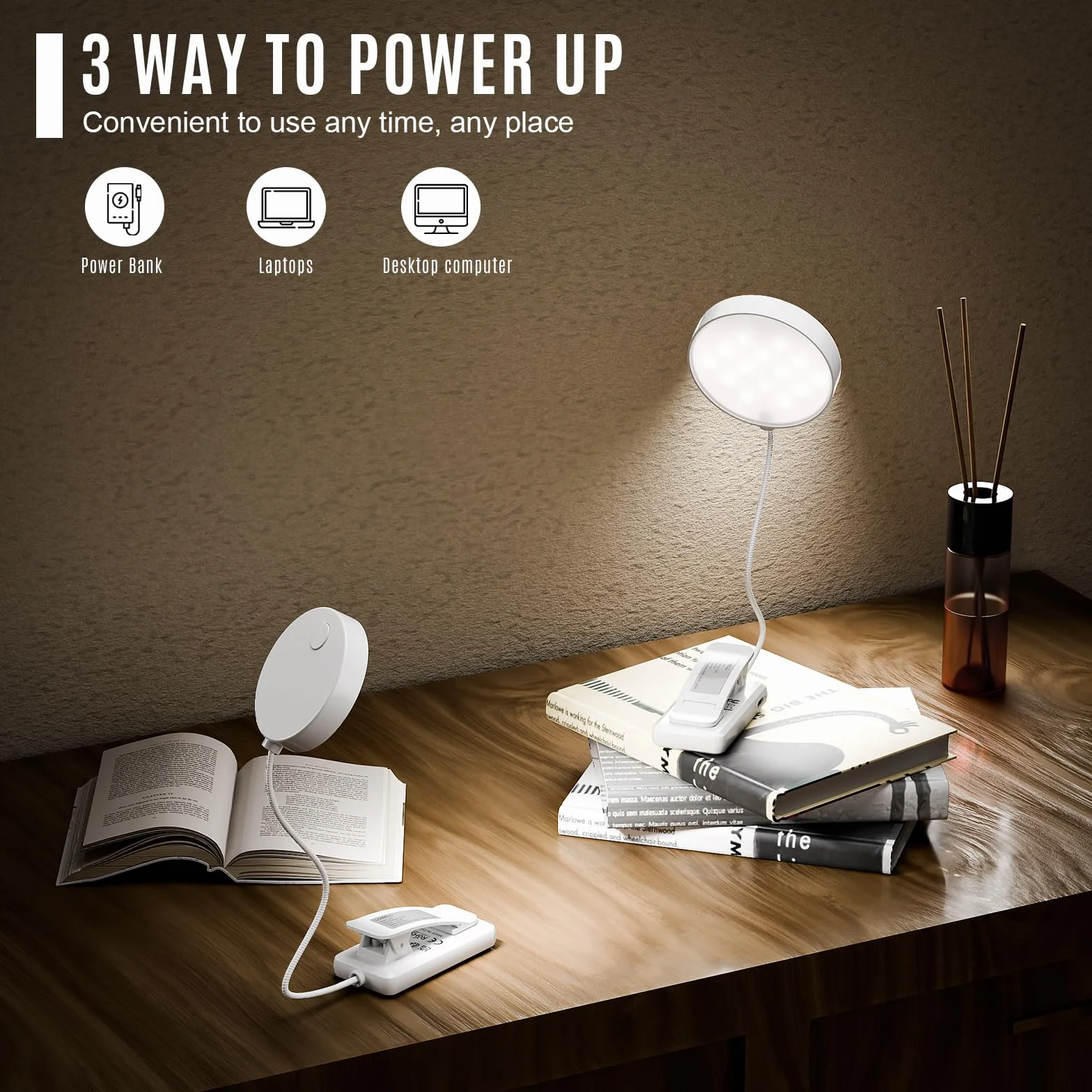 Lampe de Lecture 31 LED, Liseuse Lampe Clip Rechargeable, Protection des Yeux, 3 Températures de Couleur, Gradation Continue, Angle Flexible 360°