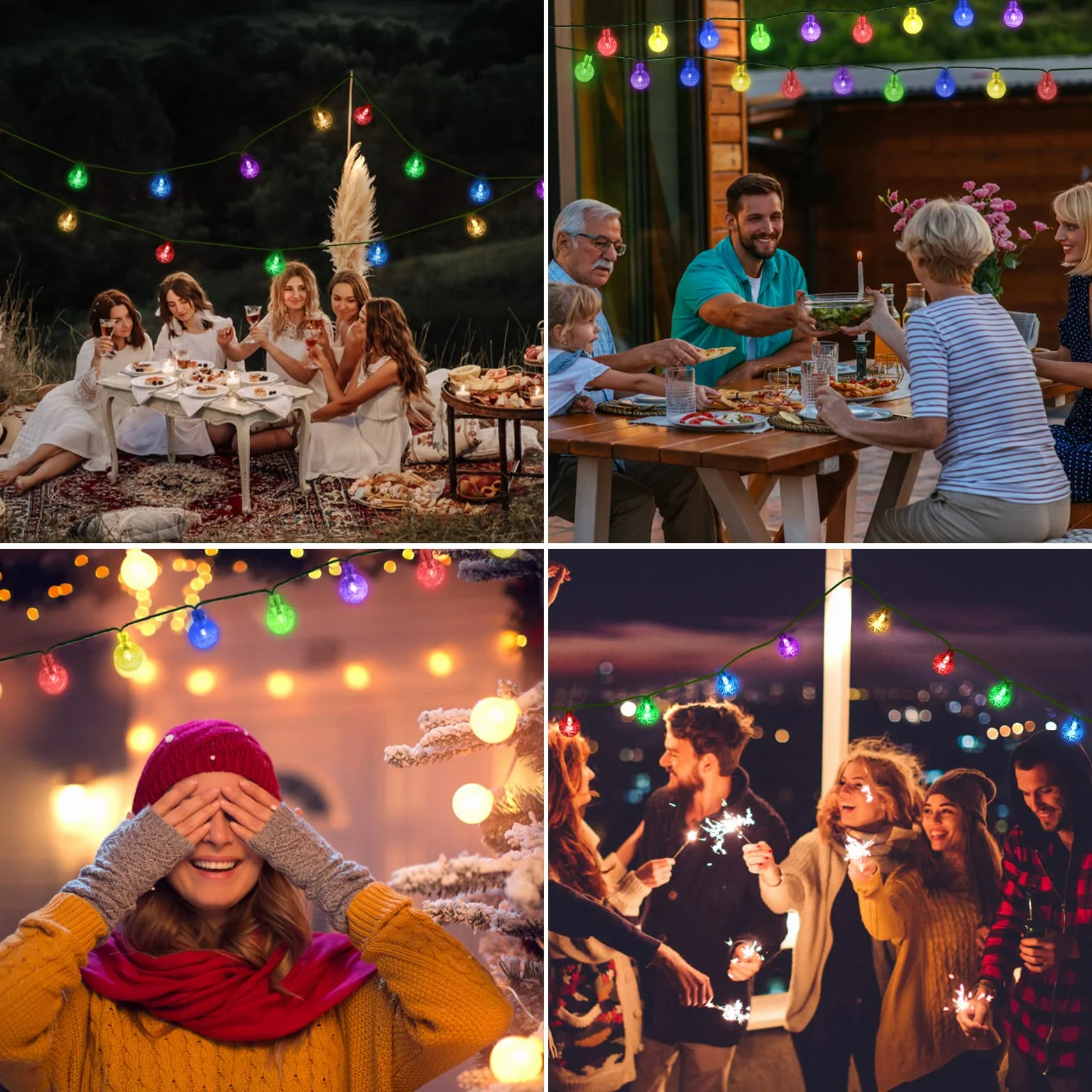 Guirlande lumineuse solaire LED étanche 50 LED 10 m 8 modes d'éclairage extérieur jardin terrasse Noël