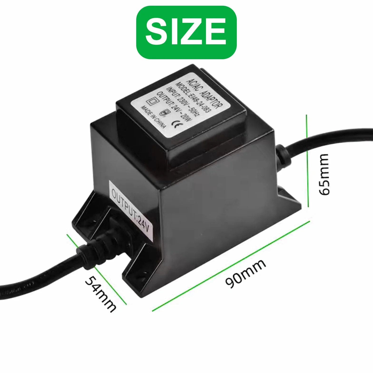 Transformateur 24 V AC/AC 50 W IP68 extérieur enfichable, alimentation LED 220 V 24 V