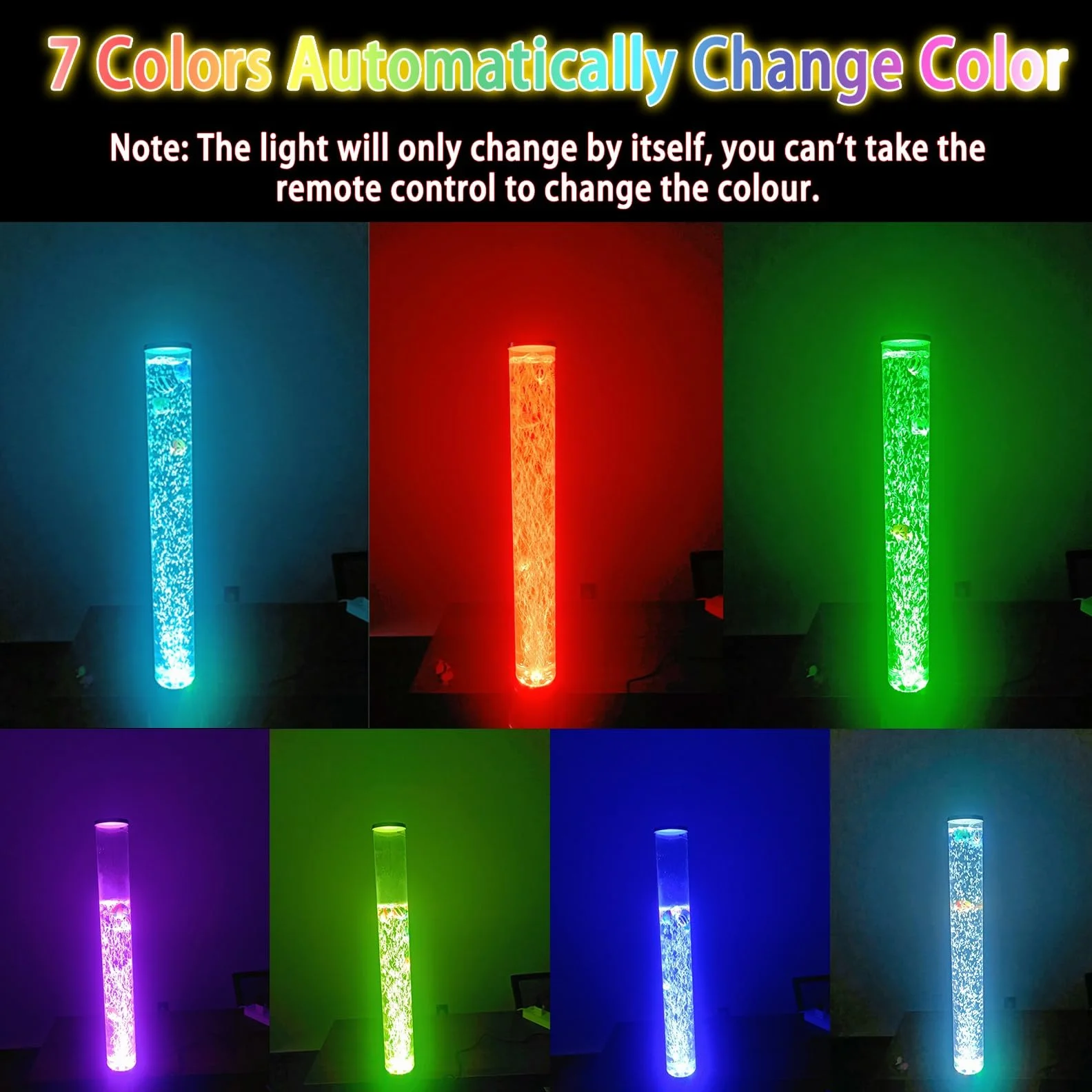 Fantasy Bubble Fish Tube LED Aquarium 2.5 Pieds 6 Poissons Artificiels 7 Couleurs Changeantes