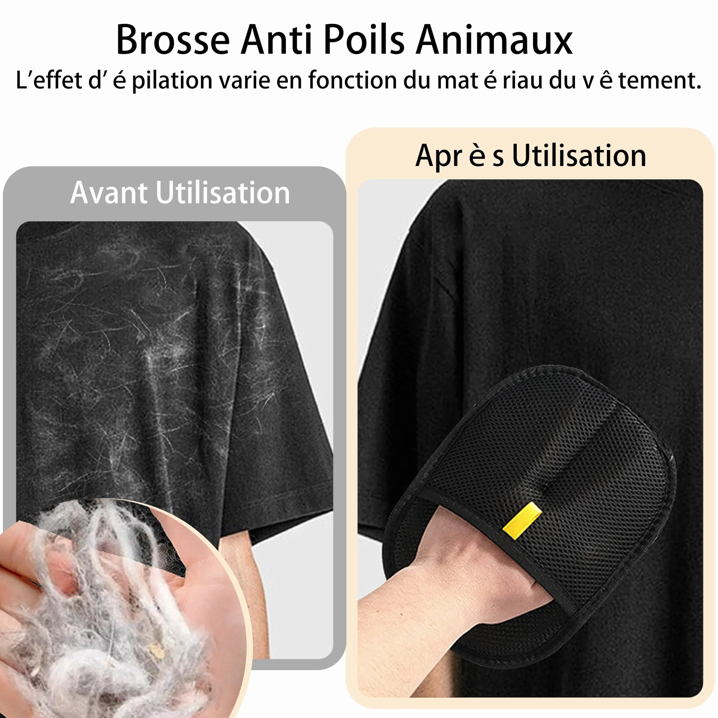 Gant Anti Poils Animaux Double Face Réutilisable Brosse pour Lavage Démêlage Toilettage Canapé Meubles Tapis Siège Auto