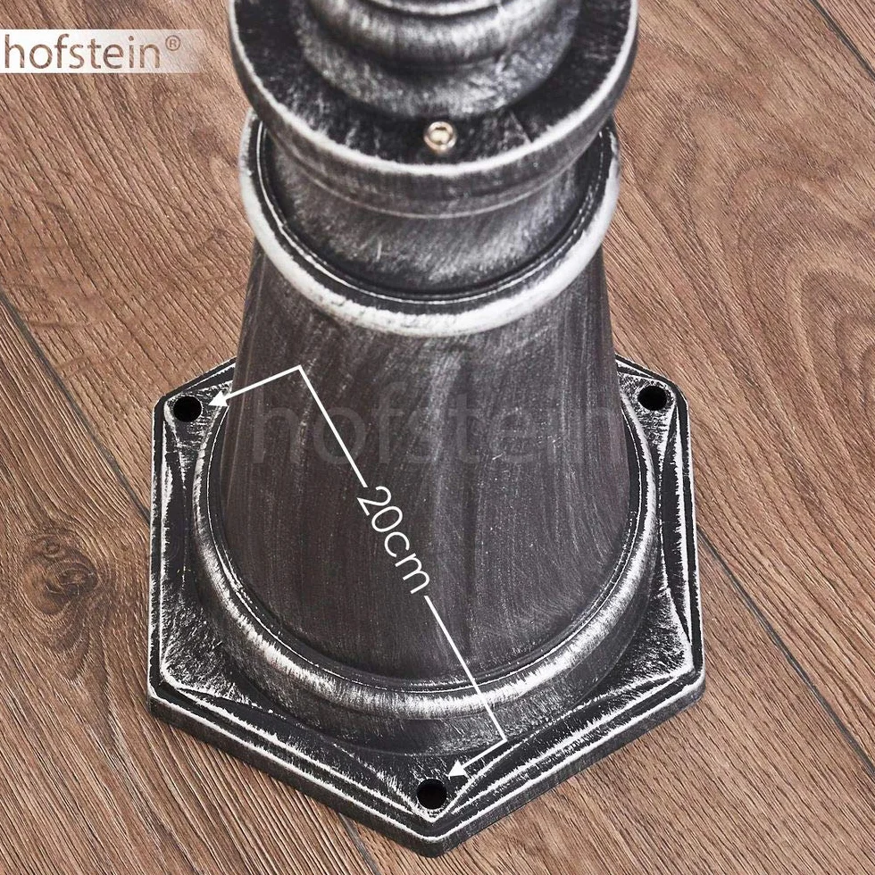Réverbère Lignac lampadaire vintage aluminium moulé noir argenté verre dépoli 245 cm 3 lanternes E27 IP44
