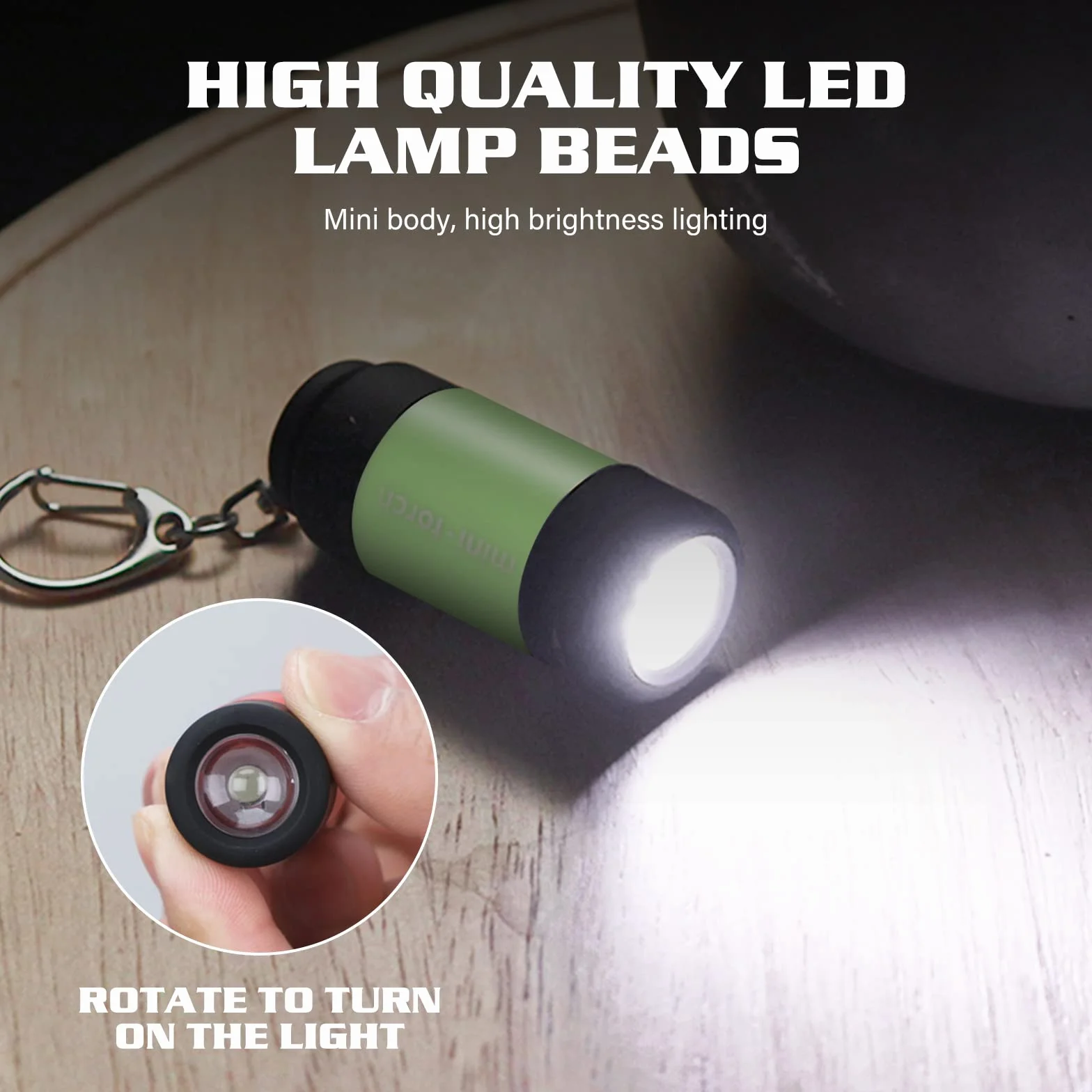 Mini lampe de poche LED rechargeable USB IPX8 étanche pour enfants avec porte-clés, 6 pièces