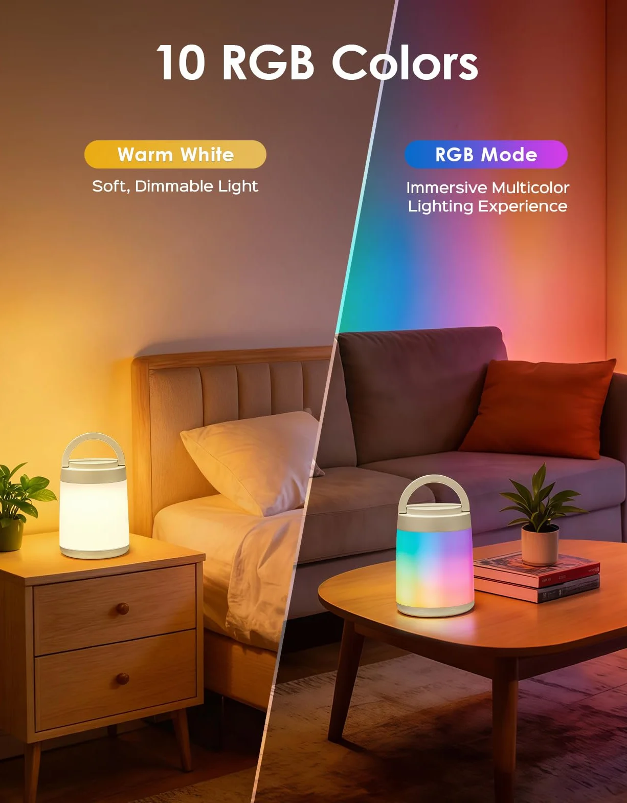 One Fire Veilleuse Enfant 10 Couleurs 8 Niveaux Luminosité Tactile Télécommande Rechargeable Sans Fil Lampe Chevet Chambre Camping