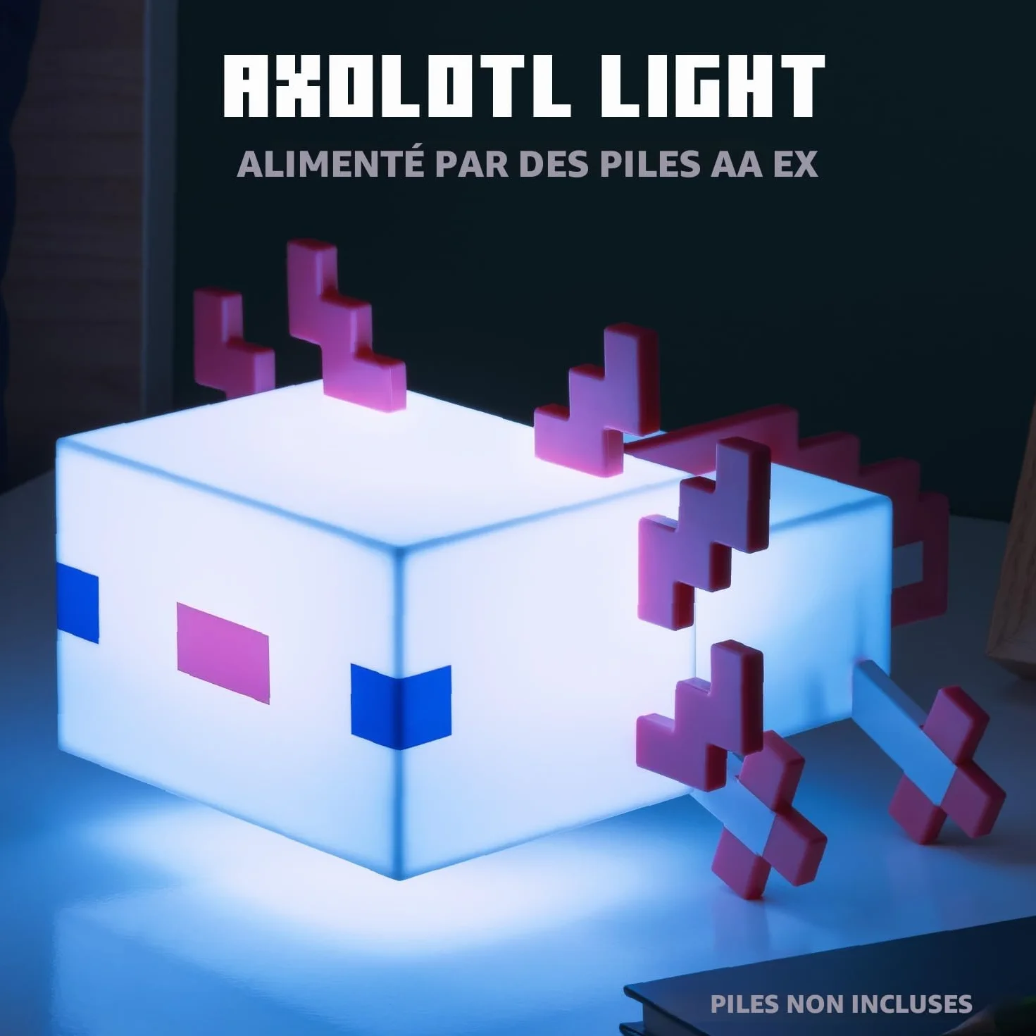 Lampe Axolotl Minecraft Officielle Cinq Modes de Couleur pour Bureau de Jeu