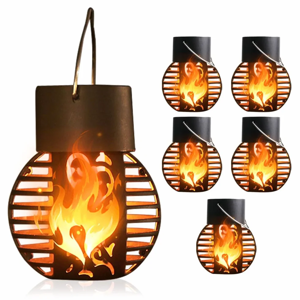 Lanterne Solaire Extérieure Lampe Flamme Jardin 6 PCS
