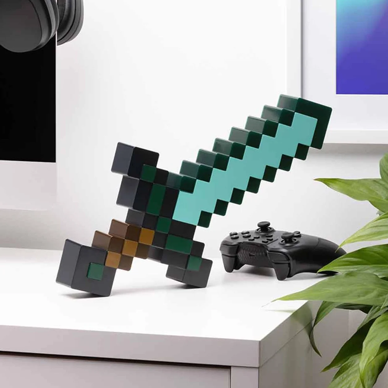 Minecraft Épée en Diamant Lumière Officielle 3 Modes Dynamiques Décor Chambre Gamer Piles USB