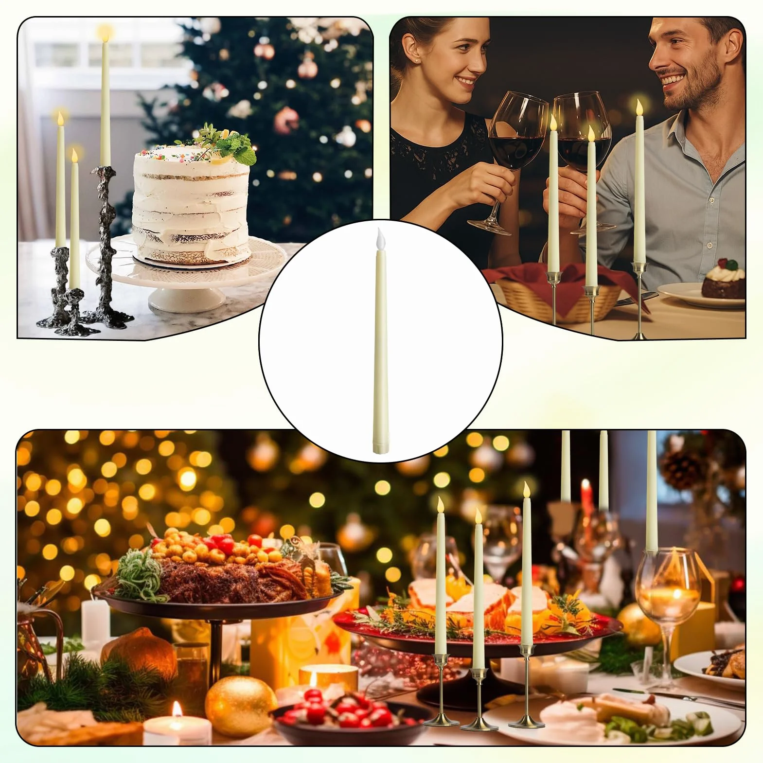 Bougie LED 6 Pièces, Flamme Vacillante, Fausses Bougies Décoratives Blanches pour Pâques, Anniversaire, Noël