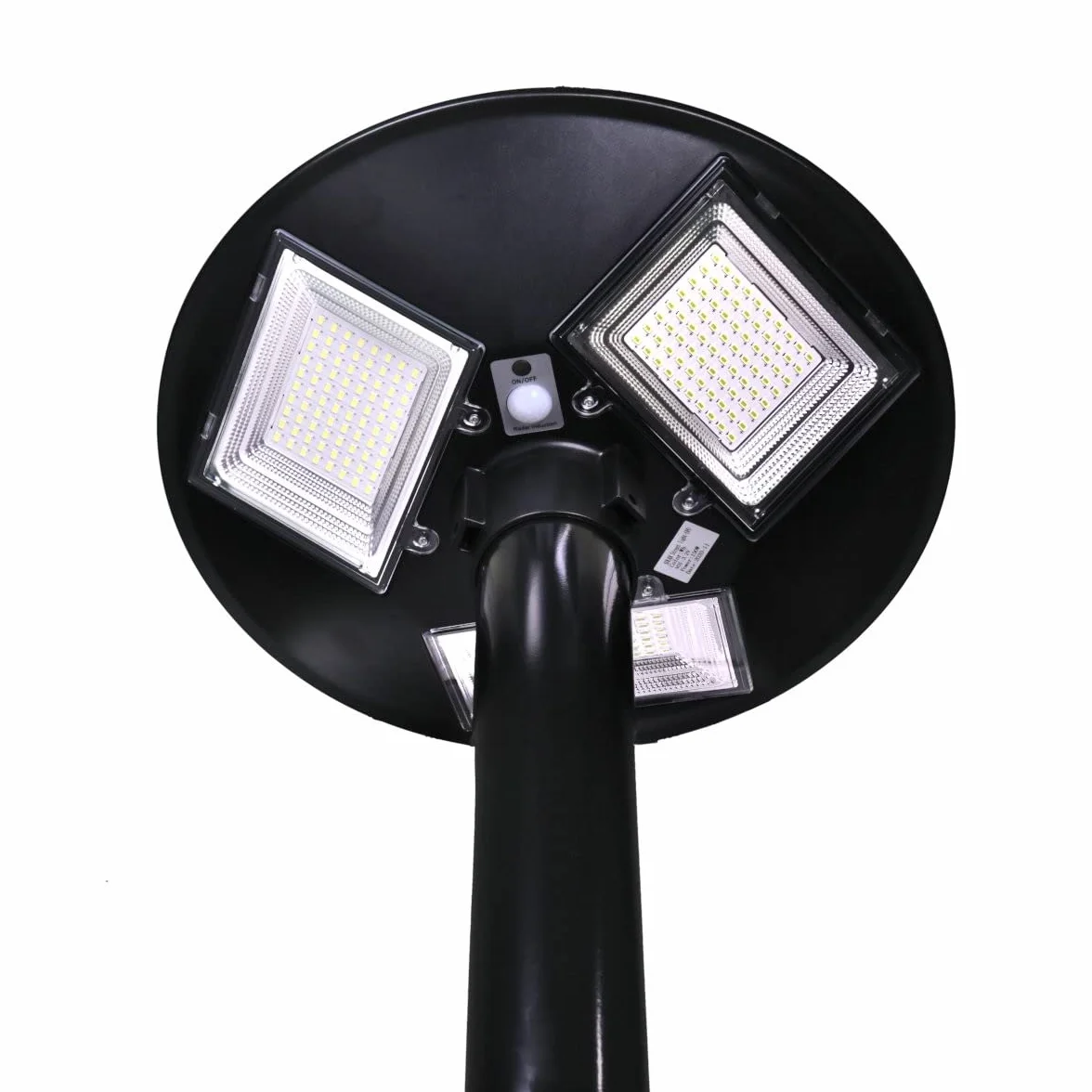 Jandei Lampadaire solaire LED 1500 lumens IP65 batterie 12 000 mAh capteur de mouvement 6-8 m éclairage blanc neutre 4200 K