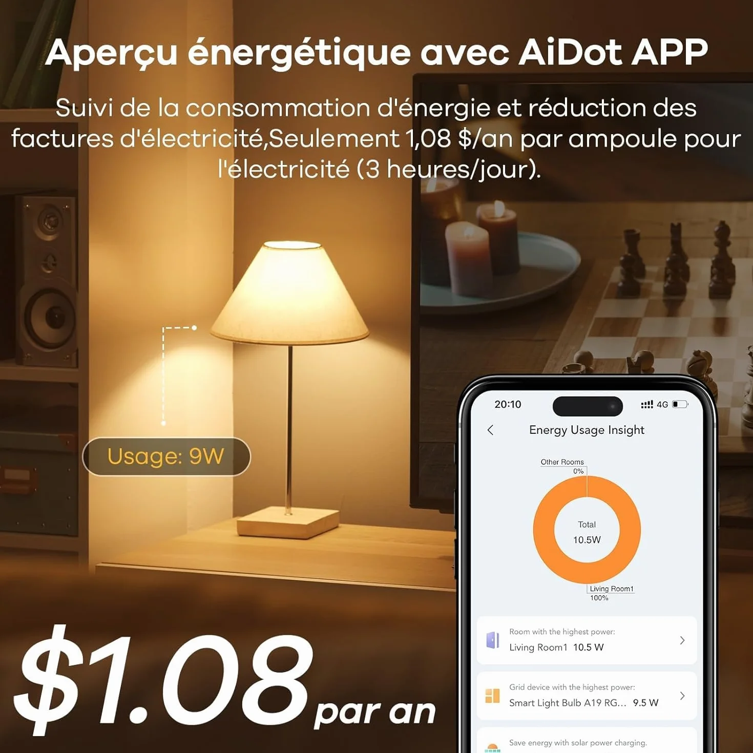 Linkind Ampoule Connectée WiFi LED E27 RGB 1800K-6500K Dimmable 9W 800LM Compatible Alexa Google Home 4 PCS