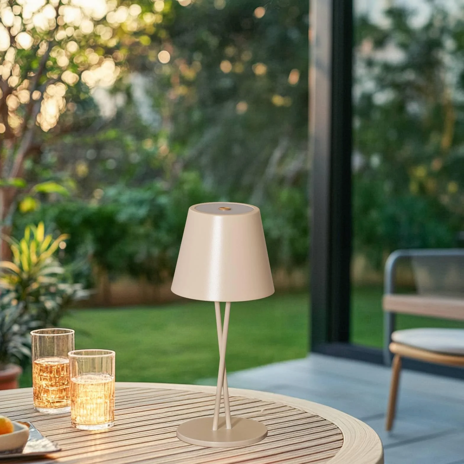 Lindby LED Luminaire de terrasse Janea à intensité variable Beige Métal 1 lampe