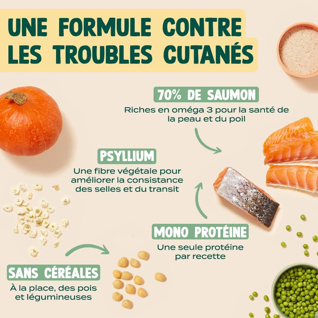 Franklin Croquettes Chat Stérilisé 70% Saumon sans Céréales Hypoallergénique Peau Pelage 1 kg
