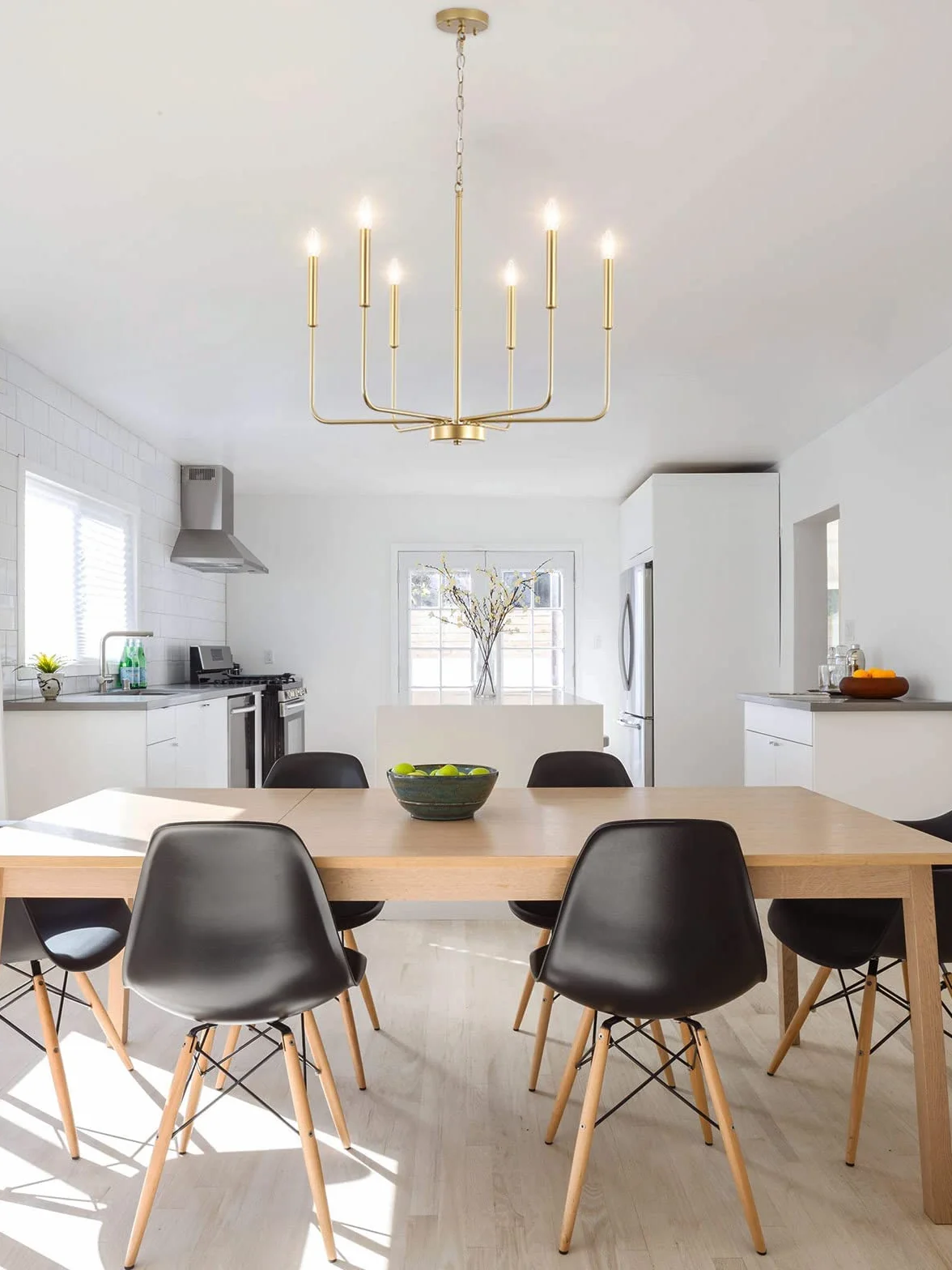 Lustre Doré Luminaires Plafonnier 6 Lumières Suspendus Lustre De Ferme Moderne Pour Salle À Manger, Bougie Suspension Dorée Pour Îlot De Cuisine Salon Foyer Chambre